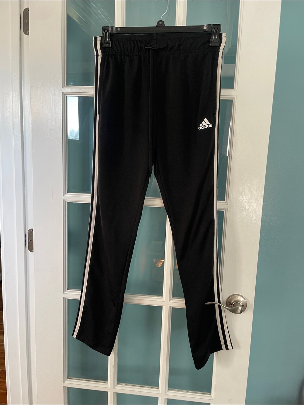 adidas Black Track Pants with White Side Stripes